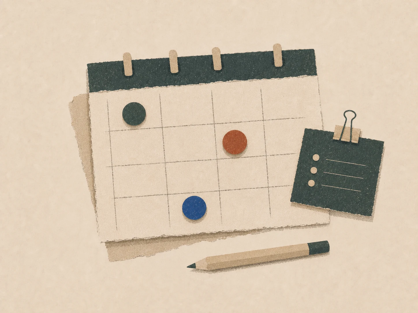 Paper icon of a four-week implementation calendar with three milestones