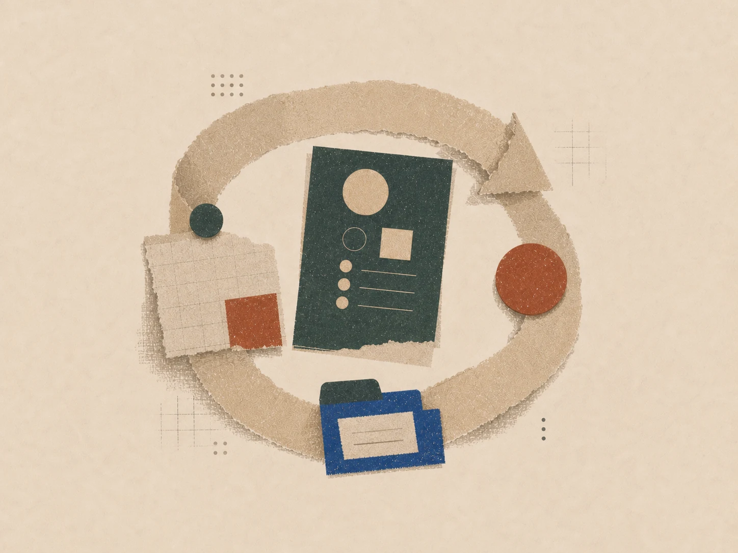 Paper icon of a repeatable loop around one work artifact